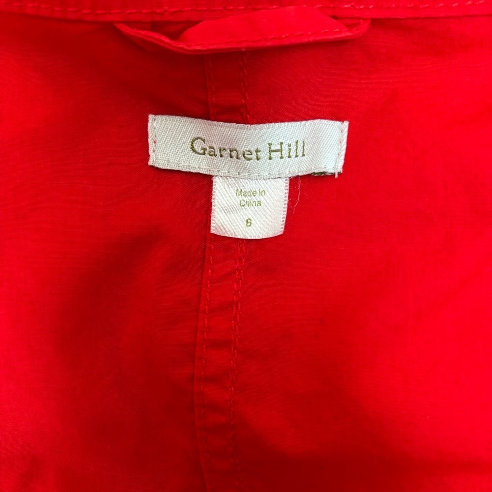 Garnet Hill Utility Jacket Hooded Long Anorak Lightweight Coat Cotton Red Size 6 - Picture 3 of 12